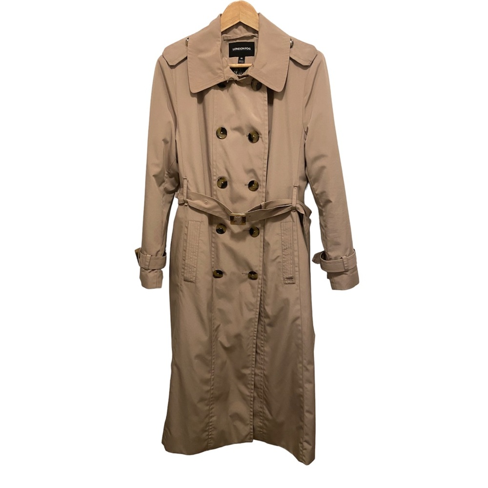 London Fog Beige Classic Double-Breasted Trench Coat